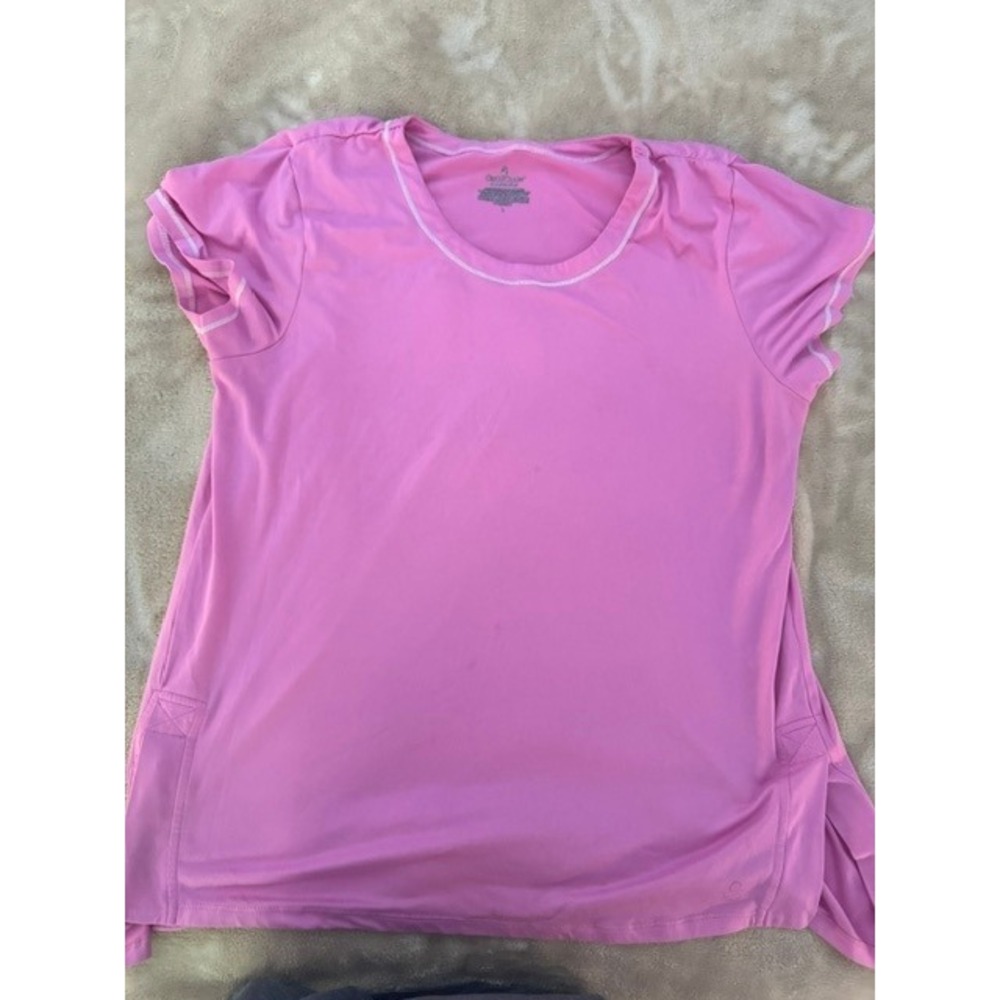 Cuddl Duds Smart Comfort Pink Short Sleeve Top Womens Large Scoop Neck Tee